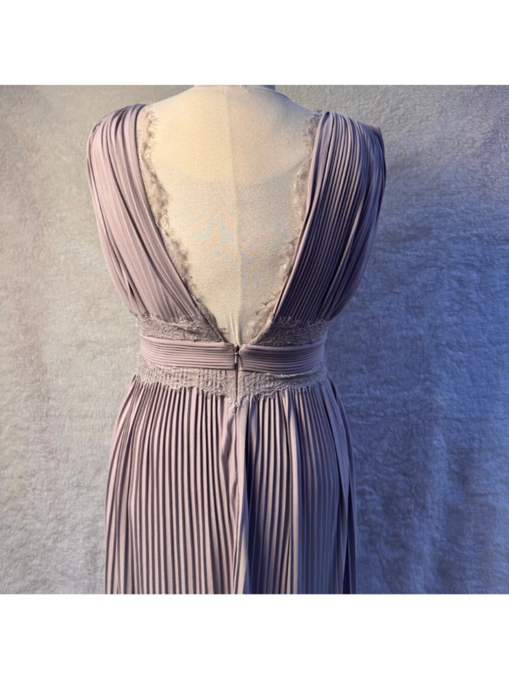 ASOS DESIGN size 6 lilac accordion pleated midi dress lace detailing romantic - Picture 6 of 9